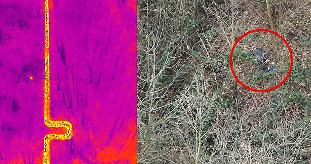 Policejní dron v akci. Nemocný muž se ztratil v lese, k tragédii chybělo málo