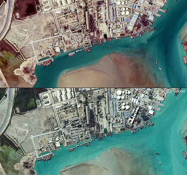 Před a po. Satelitní snímky ukazují Írán po týdnu destrukce
